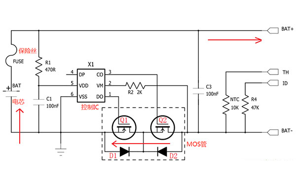 鋰電池保護(hù)電流電路圖